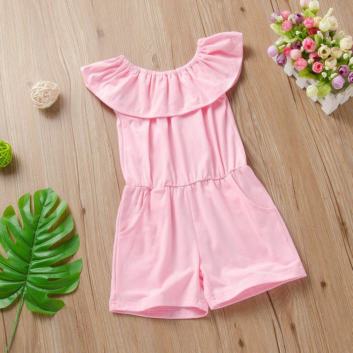Solid colour lotus leaf collar Jumpsuit sleeveless Jumpsuit