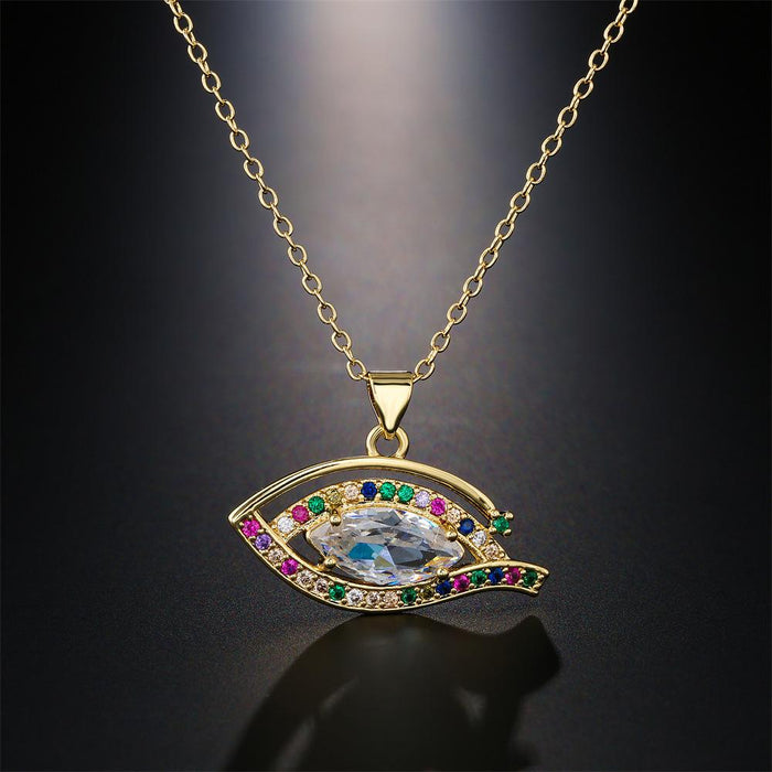 New zircon popular geometric Eye Pendant gold necklace