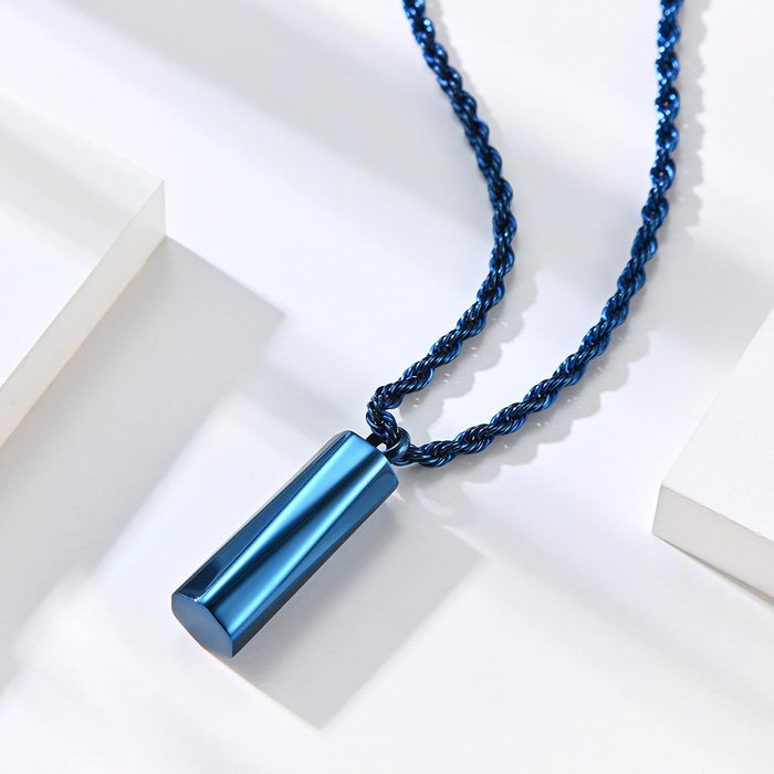 Men's Simple Stainless Steel Cylindrical Pendant Necklace