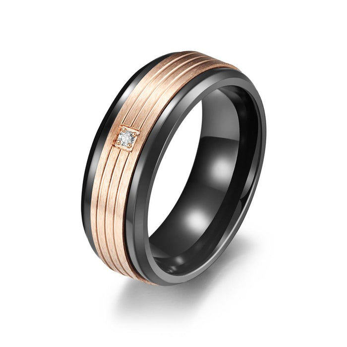 Classic Titanium Steel Men's Two-color Ring