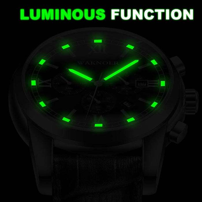 Men's Watches Quartz Leather Strap Elegant Luminous Date Wristwatch