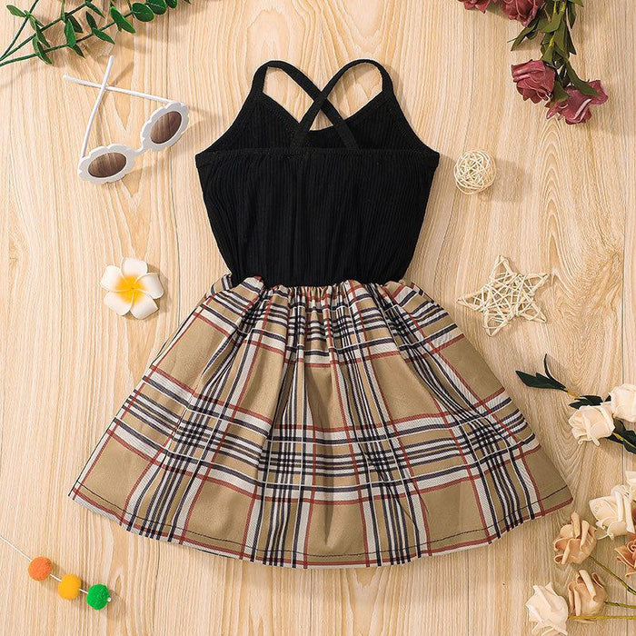Summer Girls' Suspender Skirt Plaid Dress Children's Skirt