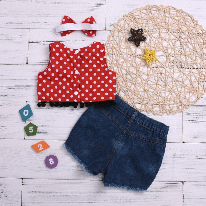 Vest hole Denim Shorts Set