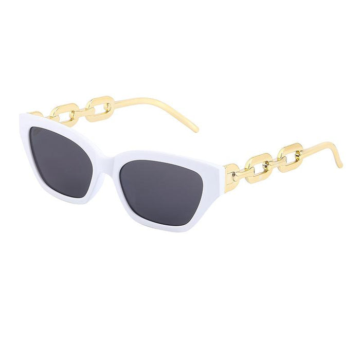 Women's Small Frame Cat's Eye Thick Metal Chain Sunglasses