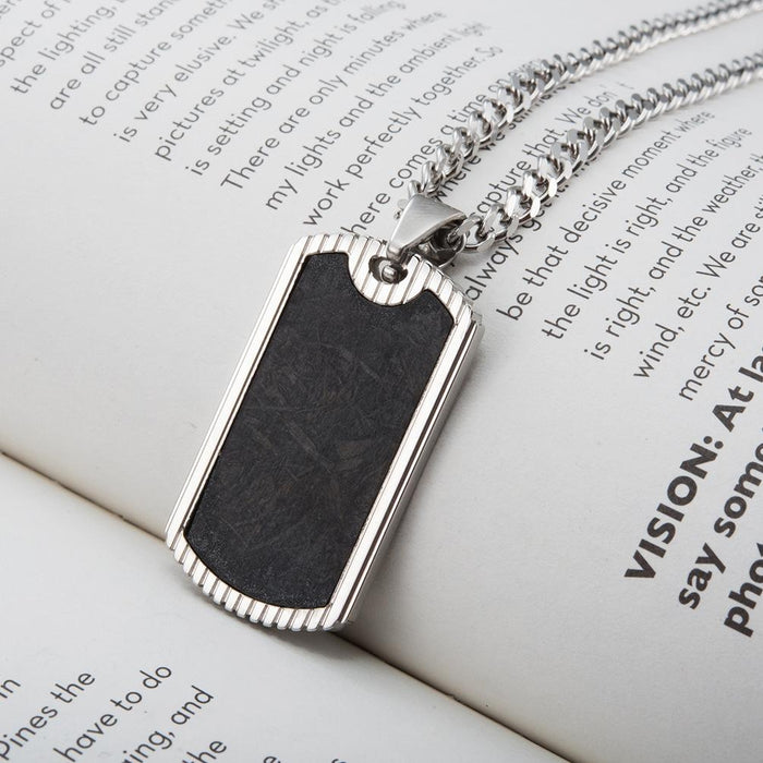 Men's Vintage Carbon Fiber Stainless Steel Pendant Necklace