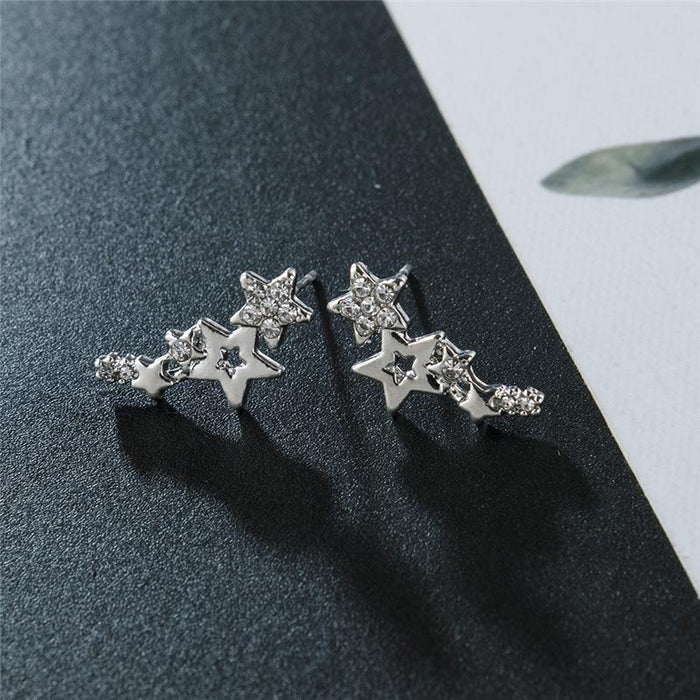 Zircon Star Clip Stud Earrings