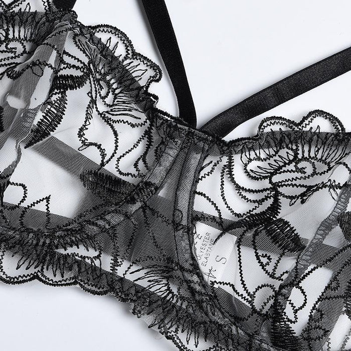 Sexy Embroidered Lingerie Lace Push Up Underwear Set
