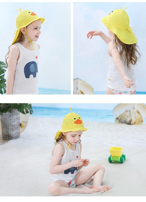 Cartoon Little Yellow Duck Outdoor Sunscreen Thin Children's Shawl Hat