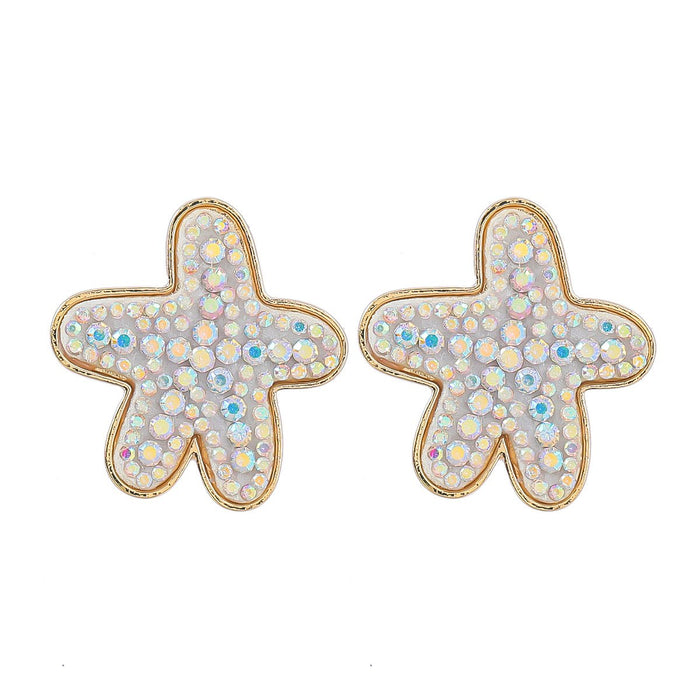 New Summer Beach Leisure Style Starfish Earrings Accessories Inlaid Rhinestone