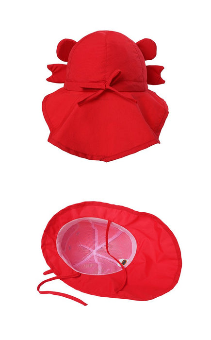 Cartoon Red Crab Outdoor Sunscreen Thin Children's Shawl Hat