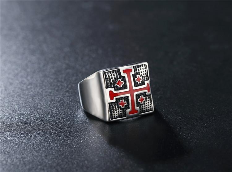 New Trade Ring Red Cross Army Men's Titanium Steel Ring
