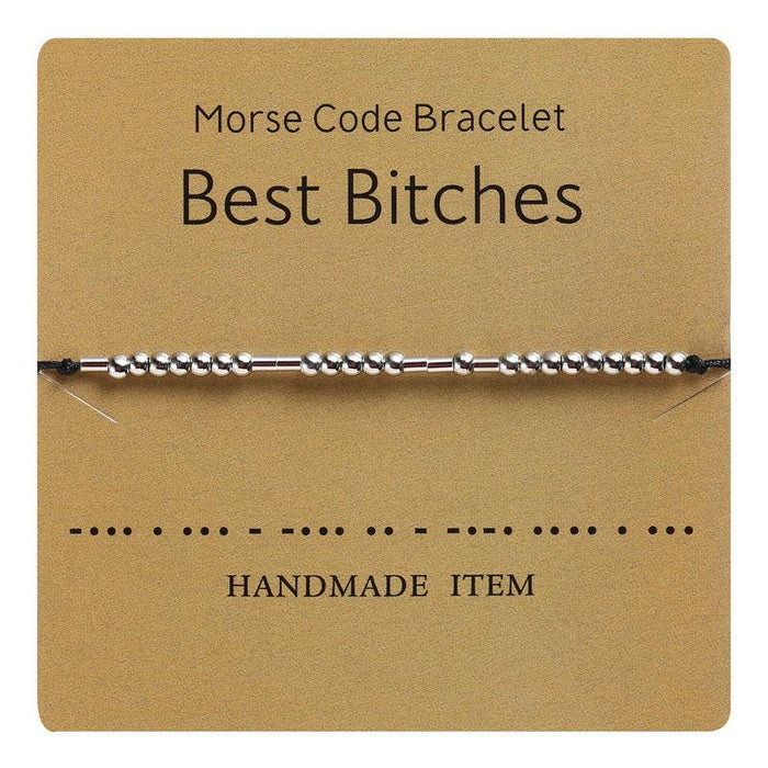 1PC Morse Code Bracelet Silver Beads