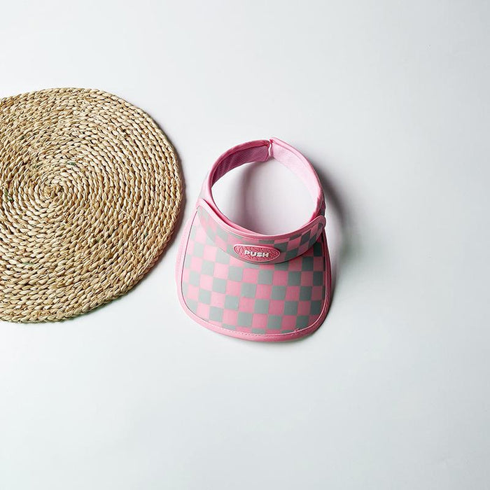 Summer Checkerboard Plaid Children's Wide-brimmed Sun Hat