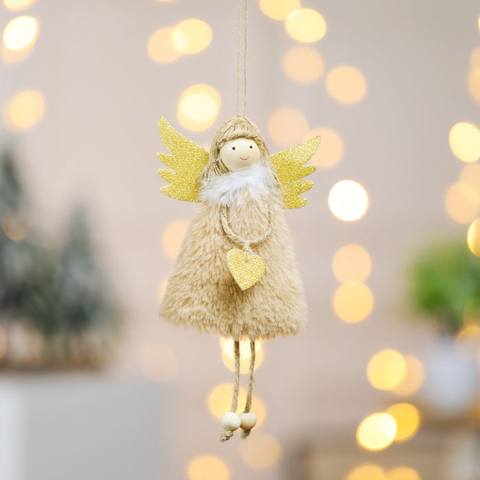 Love Plush Feather Angel Christmas Tree Ornaments