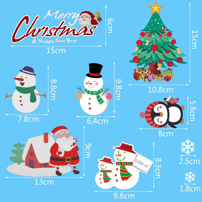 1 Sheet Merry Christmas Snowflake Snowman Window Sticker