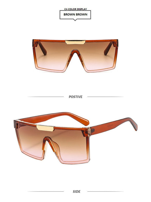 Square large frame one piece contrast Sunglasses