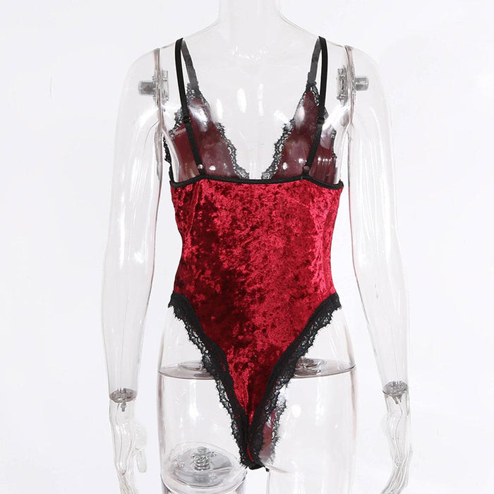 Sexy Women One-piece Underwear Velvet Babydoll Bodysuit