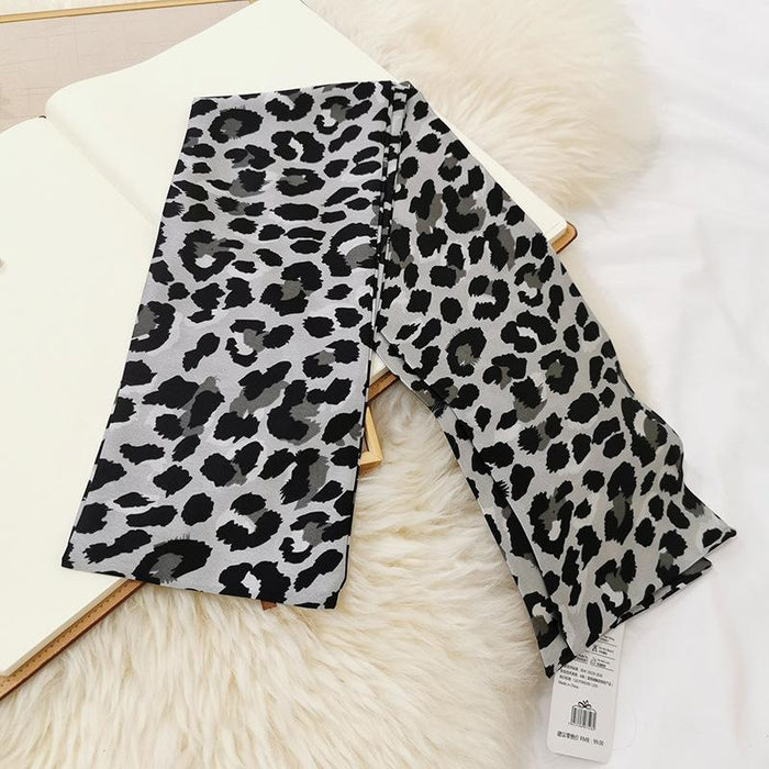 Imitation  scarf thin narrow strip leopard pattern simple waist chain scarf