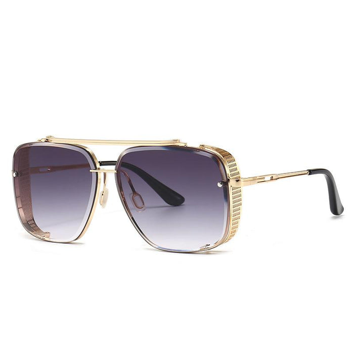 Men's and women's square metal double beam Sunglasses