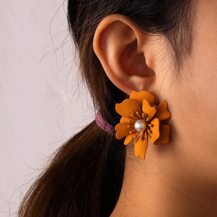 New Creative Fashion Solid Color Flower Earrings