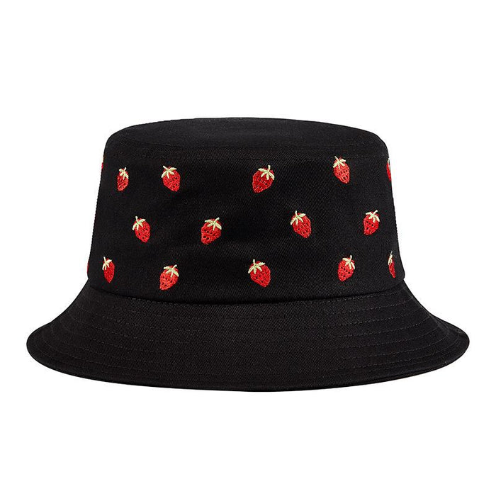 New Embroidered Strawberry Fisherman Hat Sun Visor