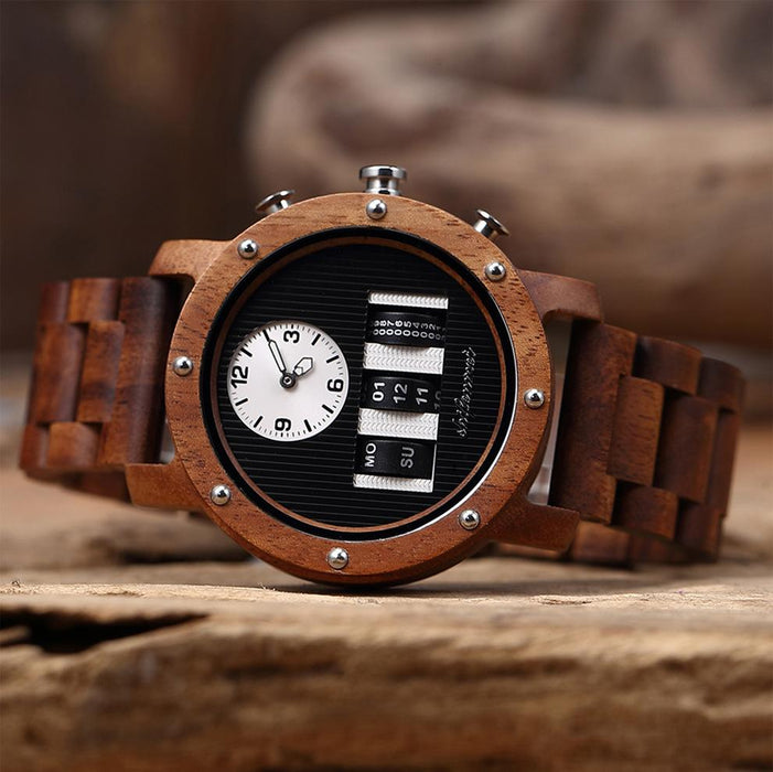 Multifunctional Men's Wooden Watch Outdoor Sports Watch