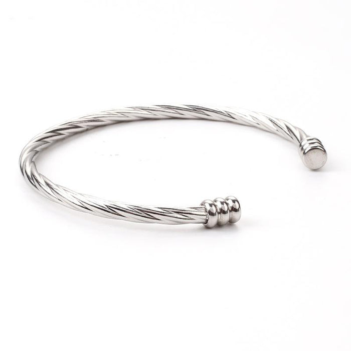 New Titanium Steel Gold Color Open Twisted Bracelet Bangle
