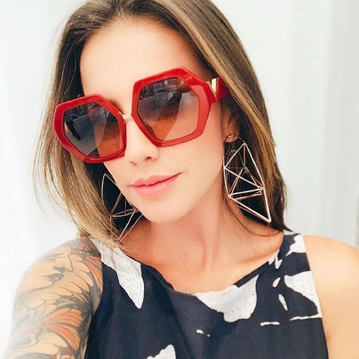 Thick Frame Sunglasses Women's large frame V-shaped Leopard Print