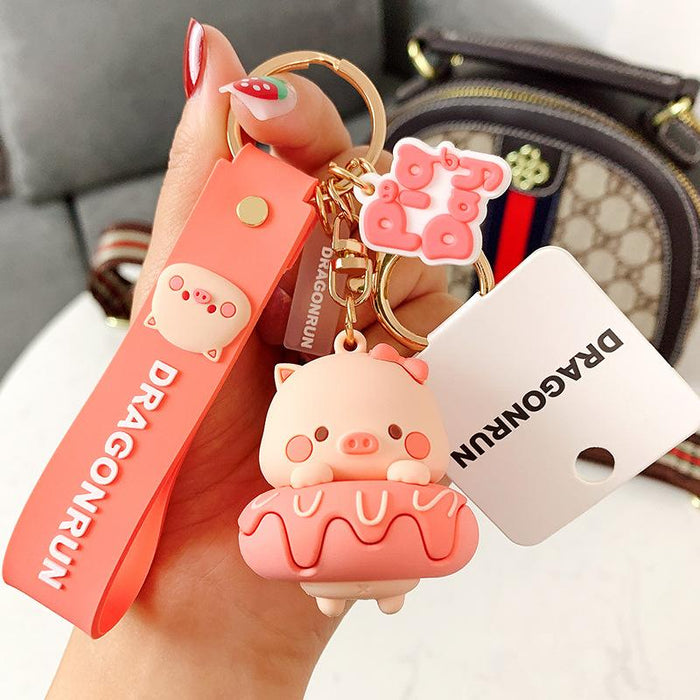 Cartoon Cute Pig Silicone Keychain