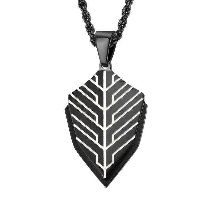 Cool Men's Battle Shield Titanium Steel Pendant Necklace