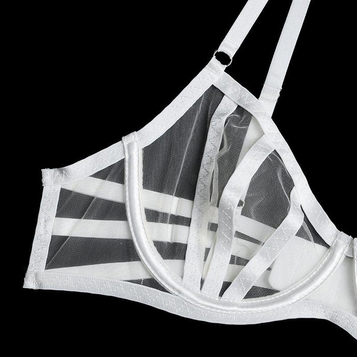 Women's Mesh Lingerie Sexy Stitching Push Up Underwear Set