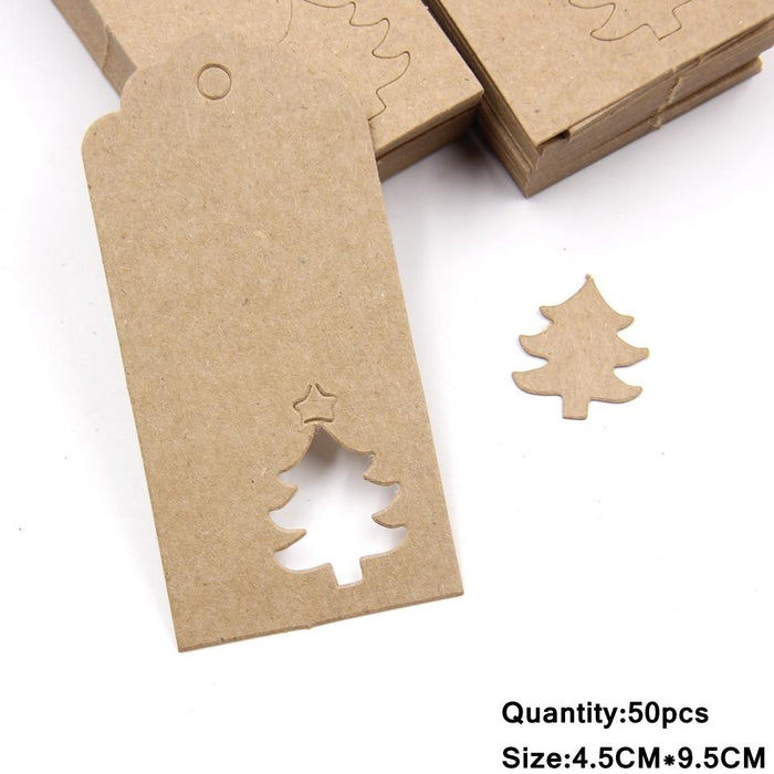 50PCS Tree Shape Paper Tags Kraft Paper Card Labels Paper