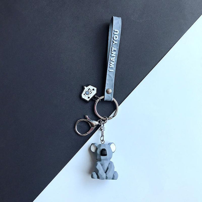 Cartoon Creative Faceted Geometric Dinosaur Keychain