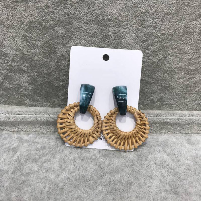 Acrylic Resin Earrings Bamboo Rattan Vintage Earrings Jewelry