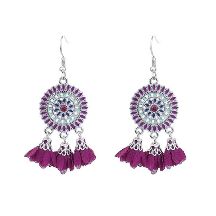Vintage Ethnic Tassel Alloy Drip Earrings