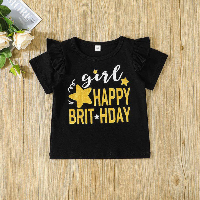 Girls' Summer Happy Birthday Mesh Skirt Set