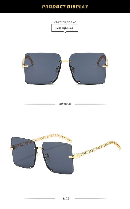 Sunglasses Women's square metal half frame sunglasses