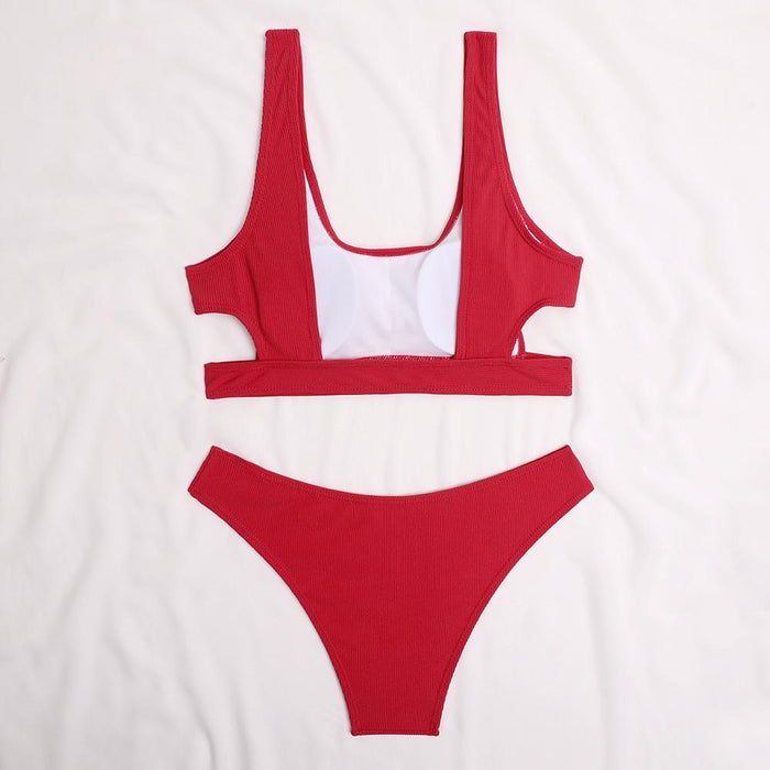 New Split Solid Color Sexy Large Backless Bikini