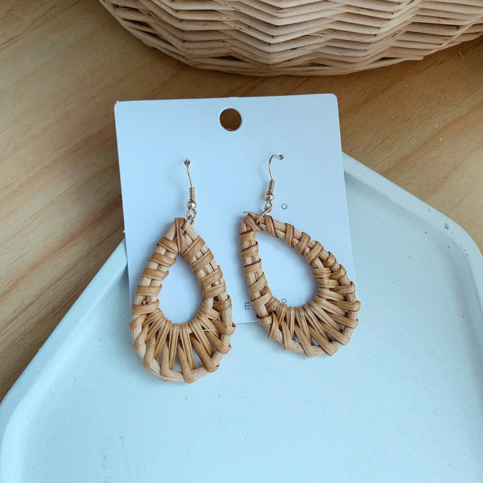 Popular Handmade Natural Grass Woven Earrings