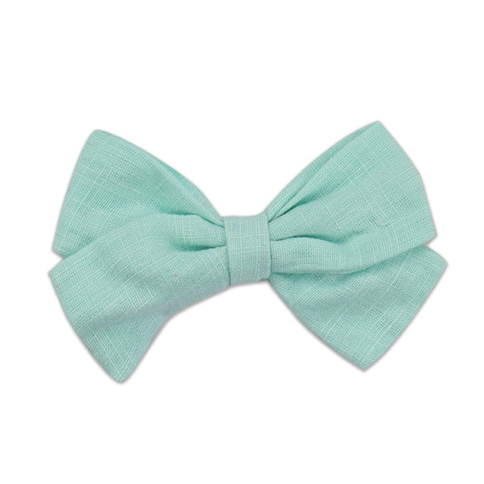 Slub cotton and linen bow hairpin