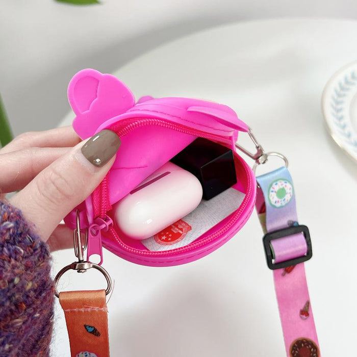 Small bag student with rope silicone toy