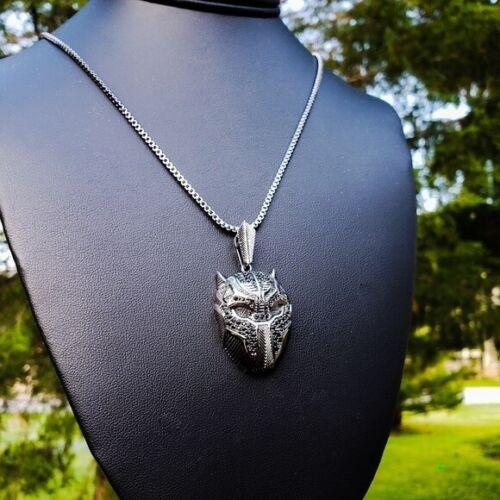 High Quality Black Panther Mask Bling Pendant Necklace