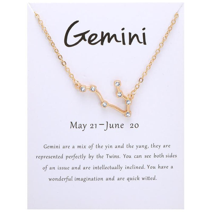 Twelve Constellations Diamond Inlaid Card Clavicle Chain