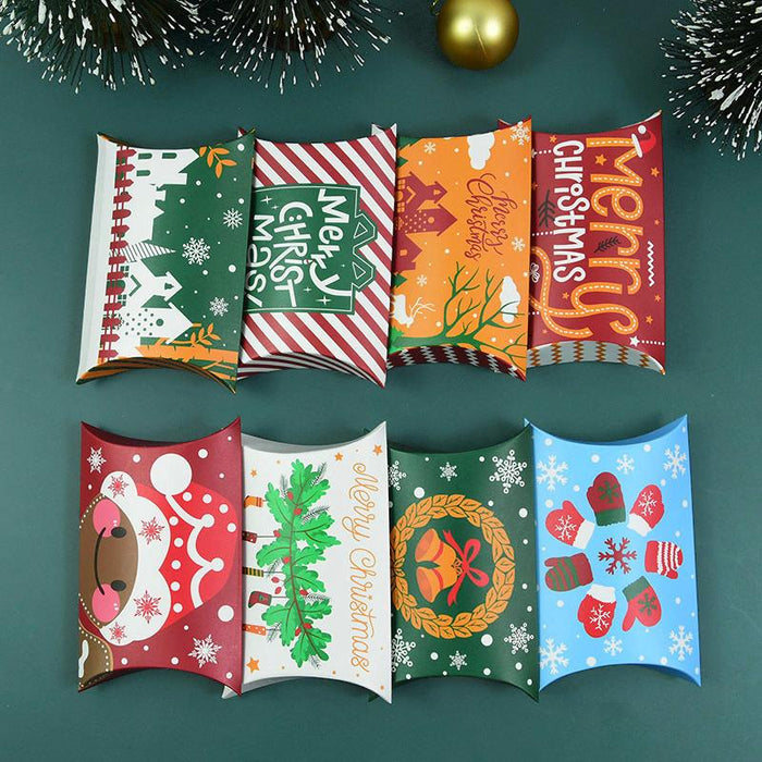 50Pcs Christmas Pillow Shape Candy Box