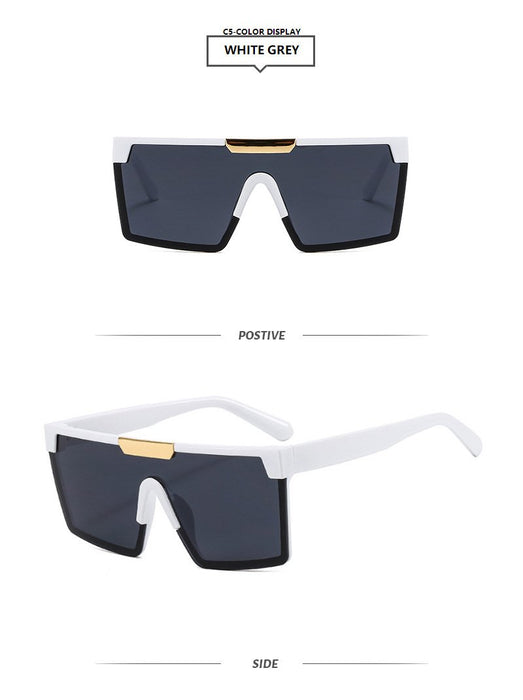 Square large frame one piece contrast Sunglasses