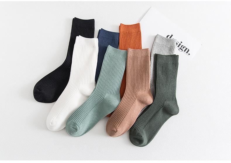 New Solid Color Cotton Socks Casual Breathable Cotton Socks