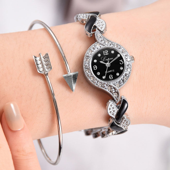 Luxury Vintage Ladies Bracelet Rhinestone Watch Women New Fashion Steel Quartz Clock