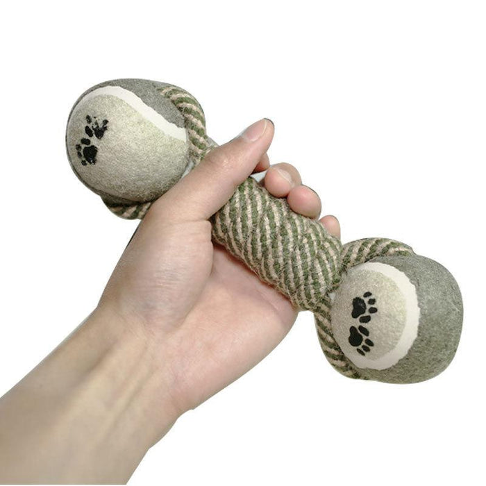 Pet Chew Toy Cotton Rope Tennis Dumbbell Rubber Toy