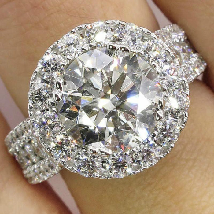 Luxury Round Cut White Zircon Rings Jewelry