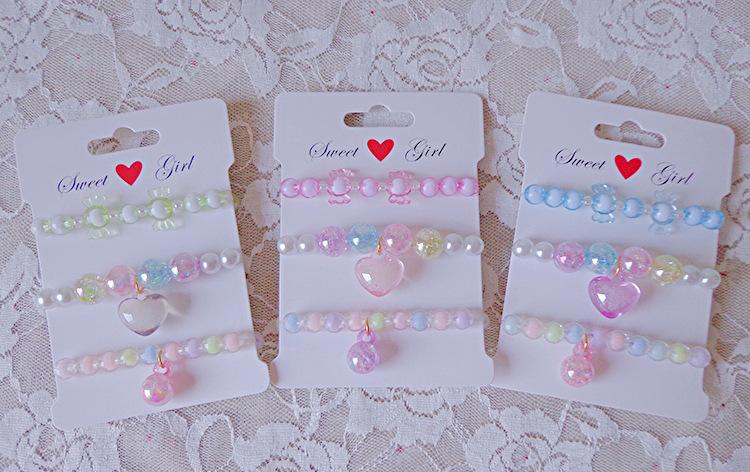 Cartoon Bracelet Girls Beaded Head Jewelry Set